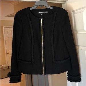 Karl Lagerfeld black, fringe trimmed, short jacket